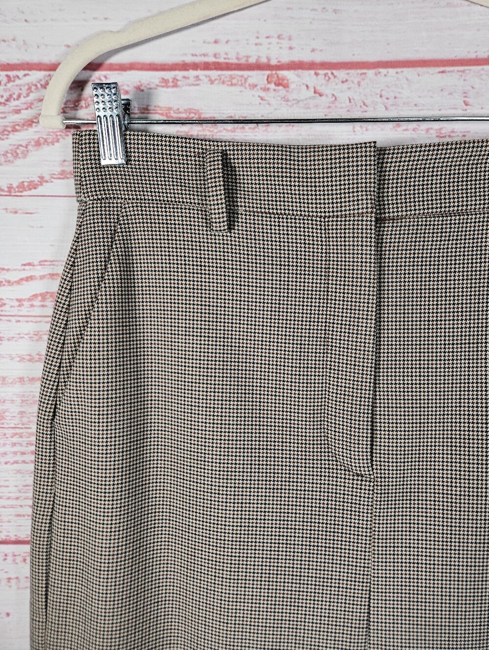 Aritzia Brown Houndstooth Pencil Skirt - Picture 3 of 15